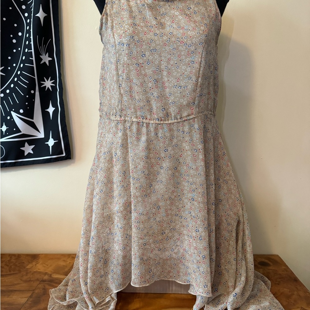 Floral Sleeveless Hi-low Asymmetrical Dress Cottage Whimsy Fairy Boho